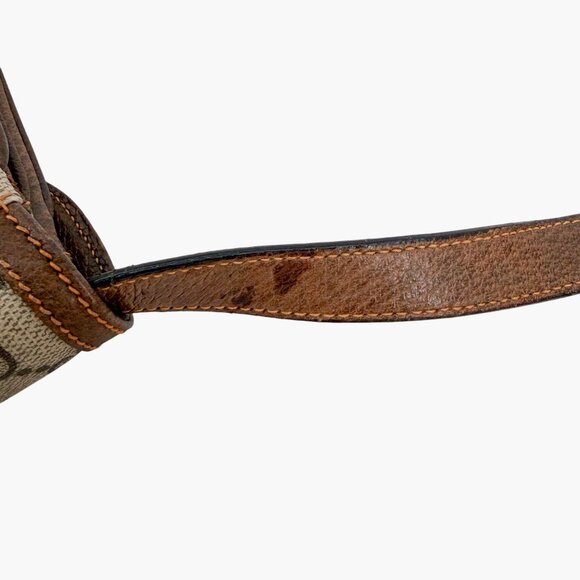 Gucci Vintage GG Monogram Crossbody Shoulder Flap Bag Beige Coated Canvas Brown - Picture 10 of 15